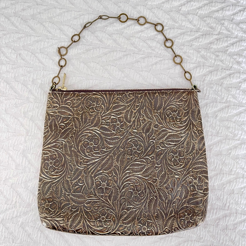 1990s Tooled Leather Chain Strap Go Fish Handbag